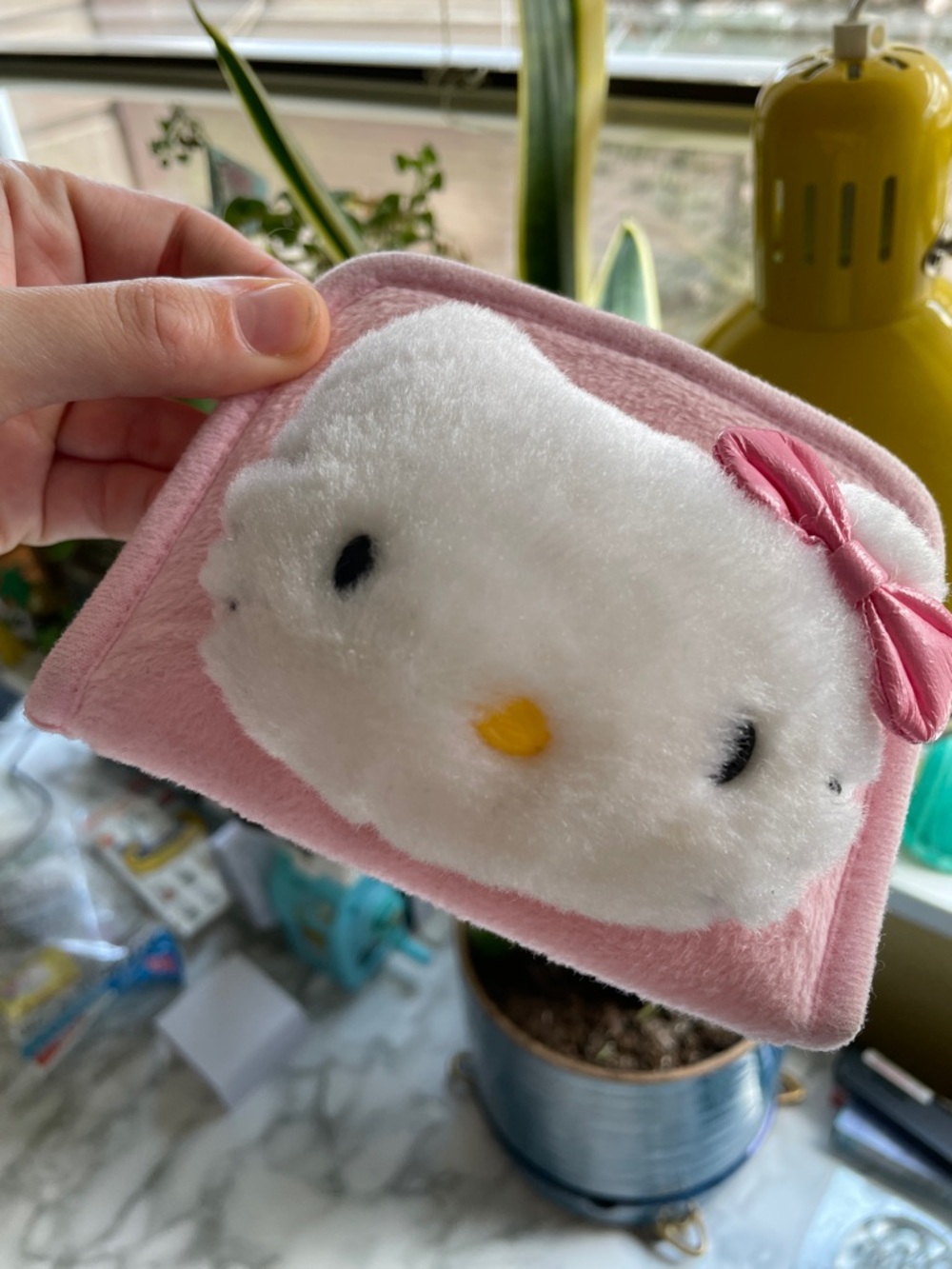 Vintage Sanrio Hello Kitty - plush head mini wallet - 2005